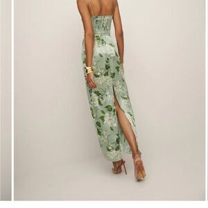 Reformation Frankie Silk Dress Green - Size 0